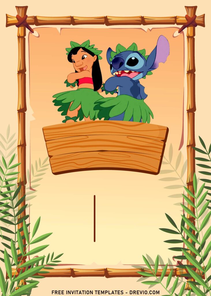 10 Cute Cartoon Lilo Stitch Birthday Invitation Templates