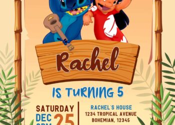 10+ Hawaiian Hula Lilo & Stitch Birthday Invitation Templates