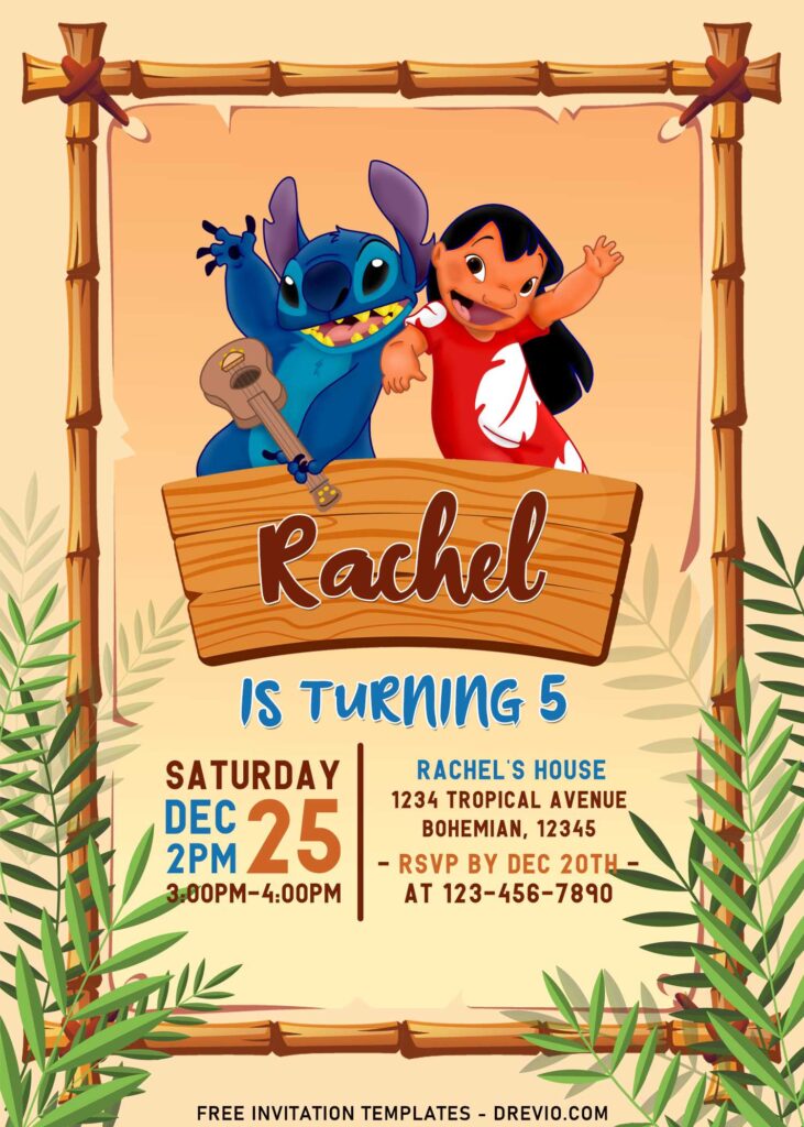 10+ Hawaiian Hula Lilo & Stitch Birthday Invitation Templates