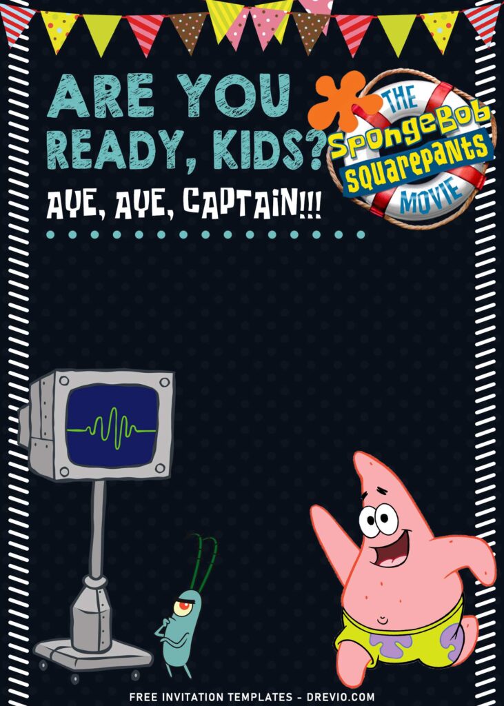 11+ Personalized SpongeBob Chalkboard Birthday Invitation Templates with Colorful decorations