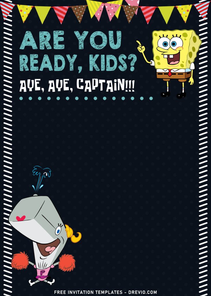 11+ Personalized SpongeBob Chalkboard Birthday Invitation Templates with Pearl