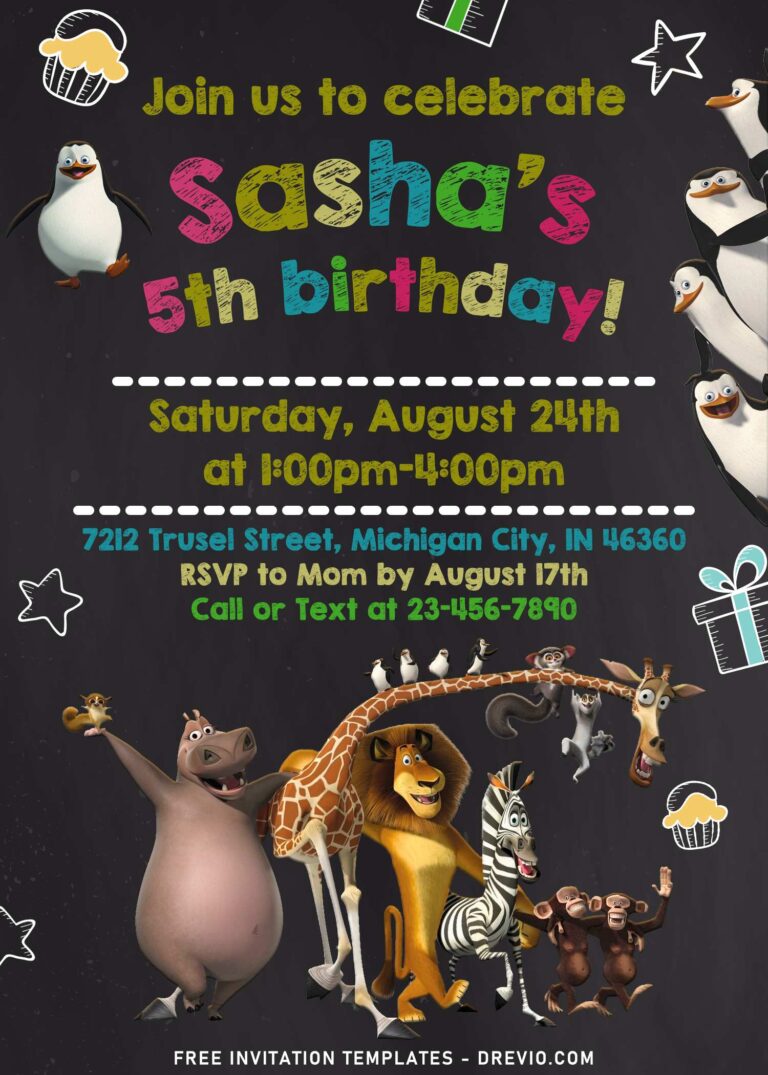 11+ Summer Best Madagascar Themed Birthday Invitation Templates