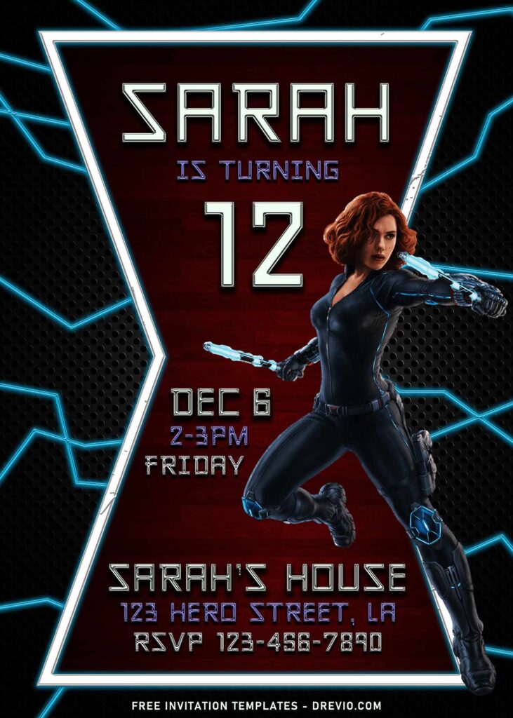 7+ Awesome Black Widow MCU Kids Birthday Invitation Templates