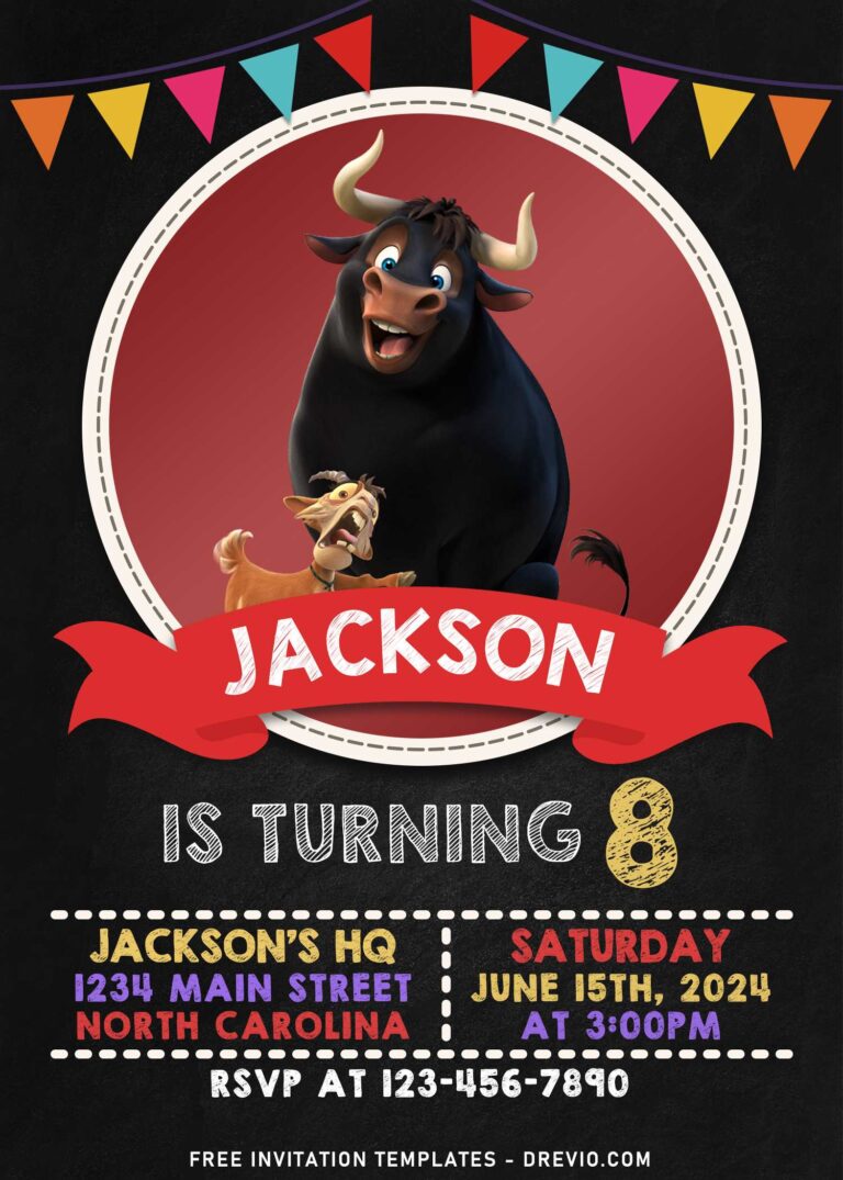 7+ The Brave Heart Bull Ferdinand Chalkboard Birthday Invitation Templates