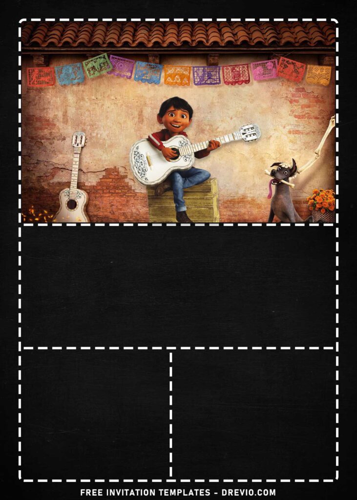 7 Cute Chalkboard Coco Disney Themed Birthday Invitation Templates