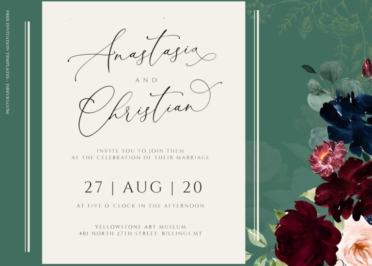 7+ Maroon Blush Spring Floral Wedding Invitation Templates Title