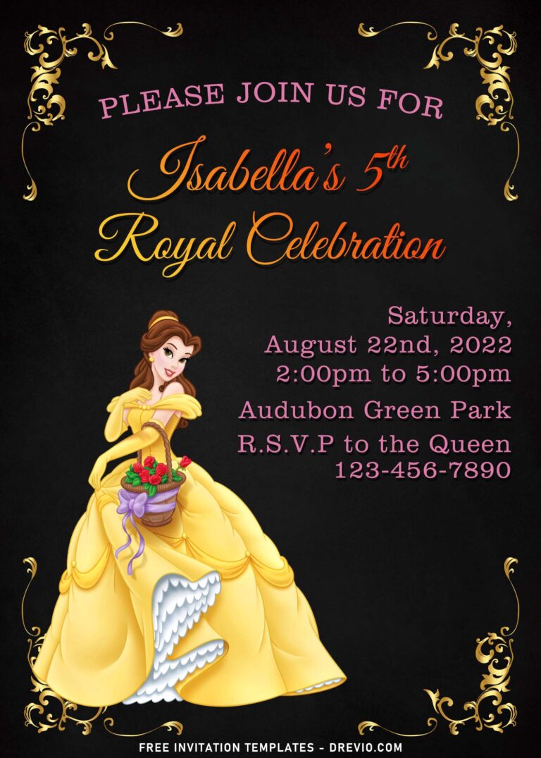 8+ Gleaming Gold Princess Belle Birthday Invitation Templates