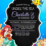 8+ Cartoon Chalkboard Ariel The Little Mermaid Birthday Invitation Templates