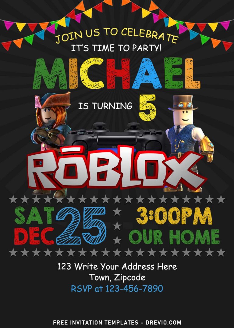 8+ Incredible Roblox Video Game Theme Birthday Invitation Templates