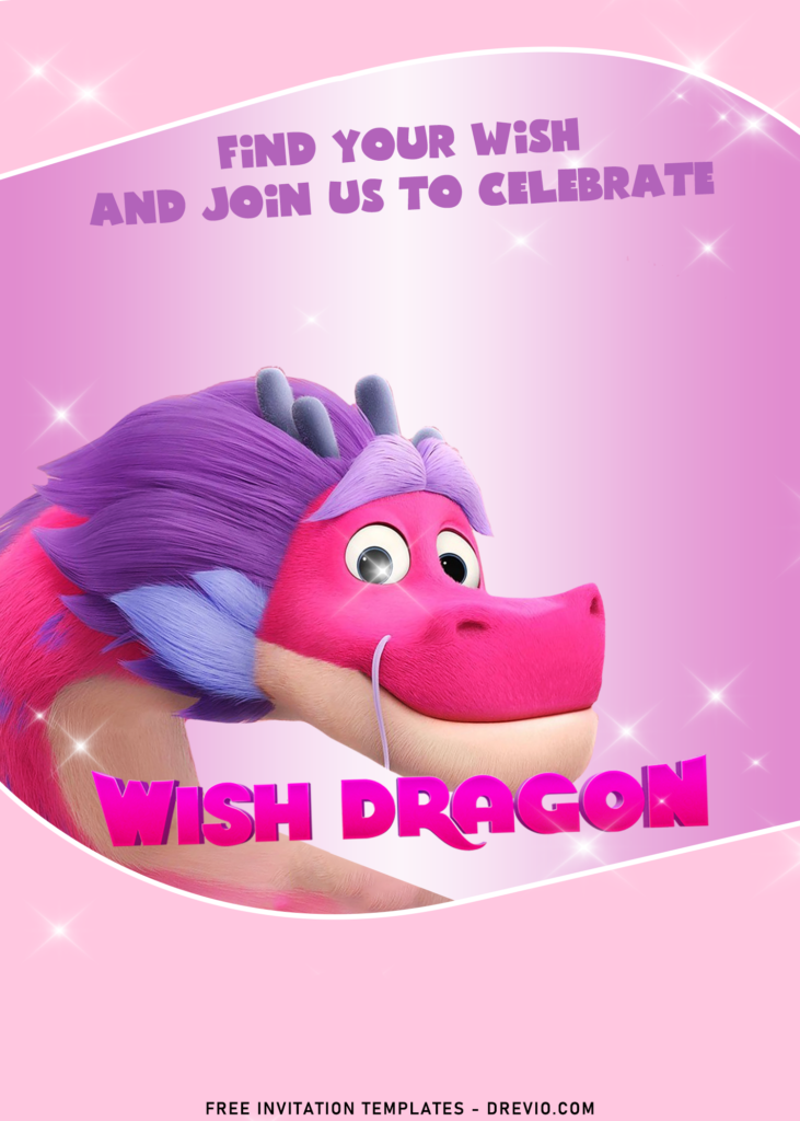 8 Sparkling Wish Dragon Birthday Invitation Templates A