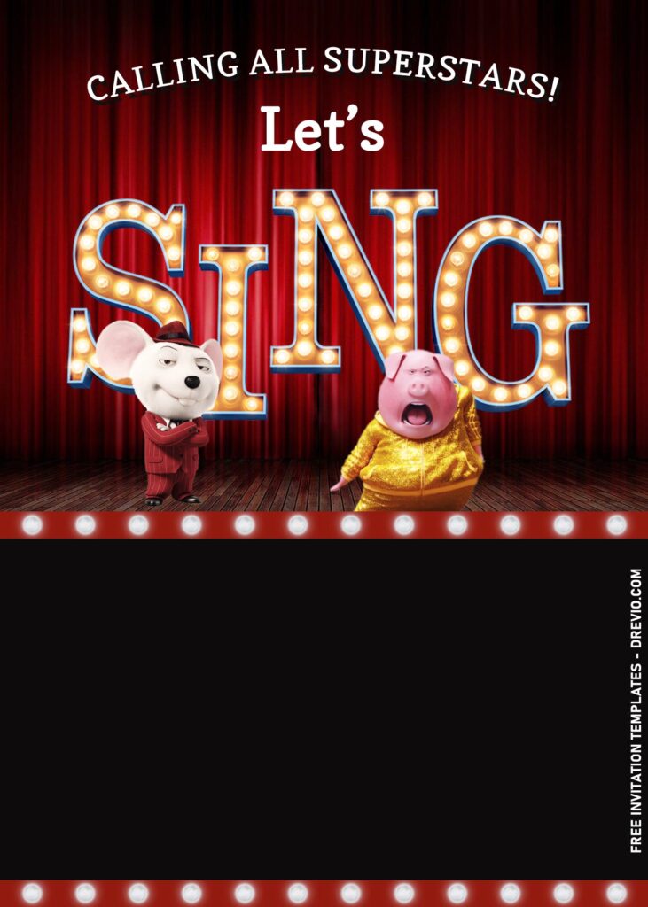 9+ Cartoon Musical Sing 2 Movie Birthday Invitation Templates with Mike