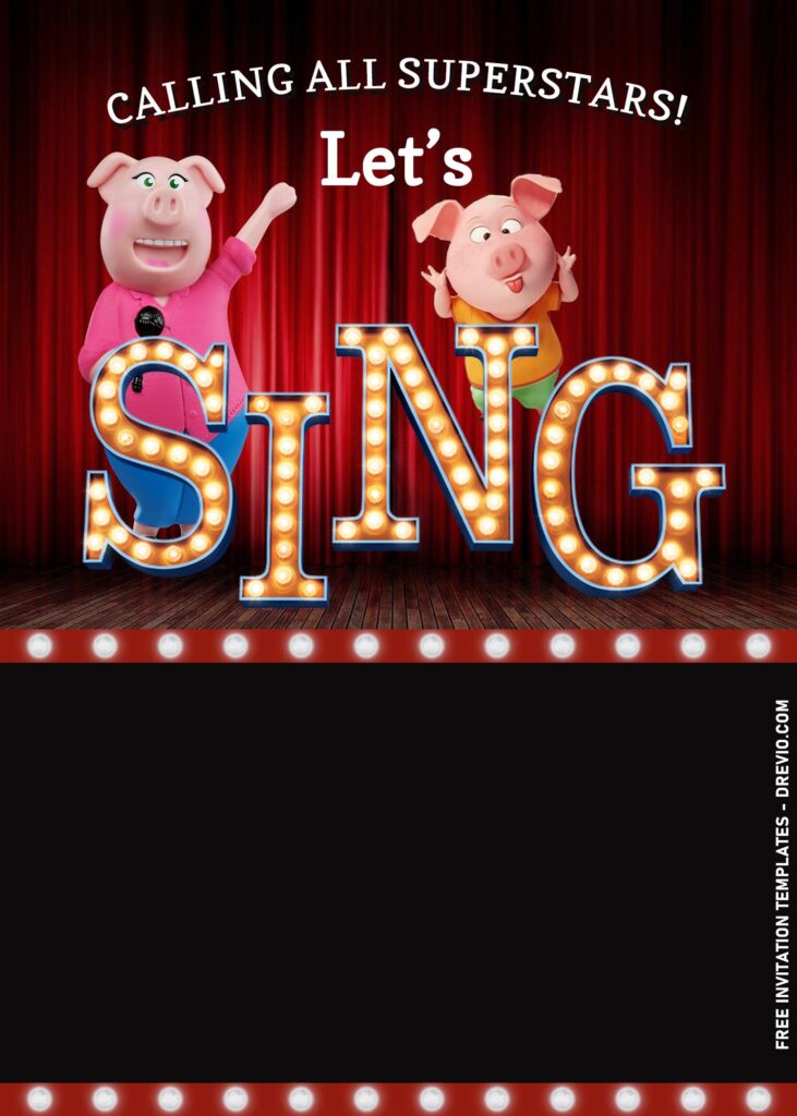 9+ Cartoon Musical Sing 2 Movie Birthday Invitation Templates with Norman