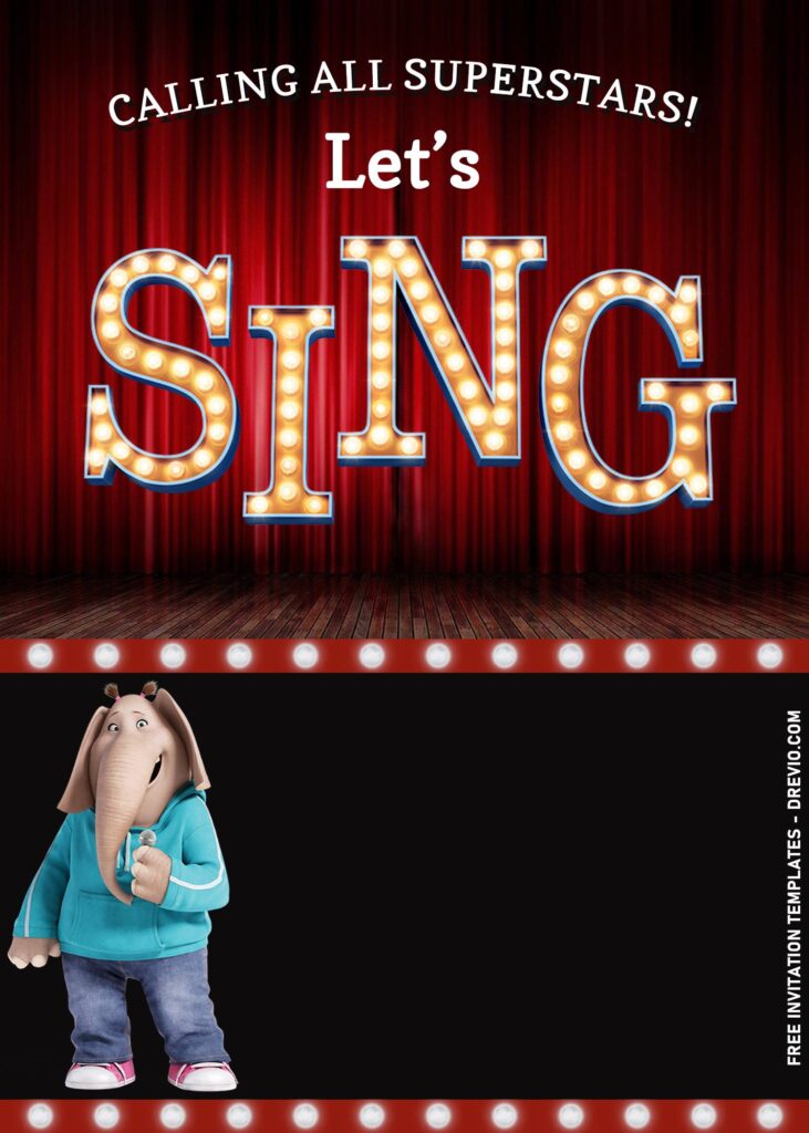 9 Cartoon Chalkboard Sing 2 Movie Birthday Invitation Templates For All Ages