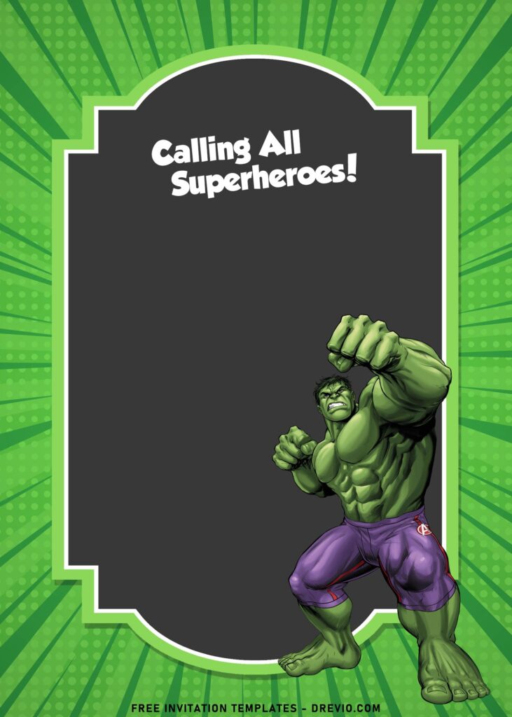 9 Cartoon Incredible Hulk Birthday Invitation Templates