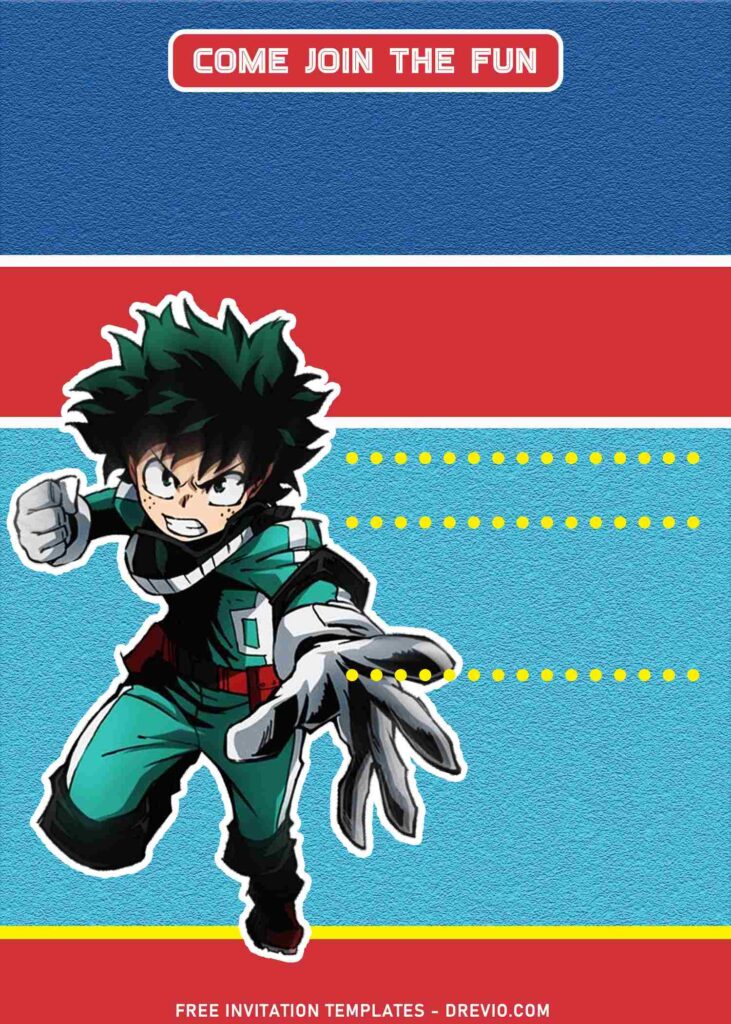 9+ Epic My Hero Academia Birthday Invitation Templates For Anime Lover with Izuku Midoriya