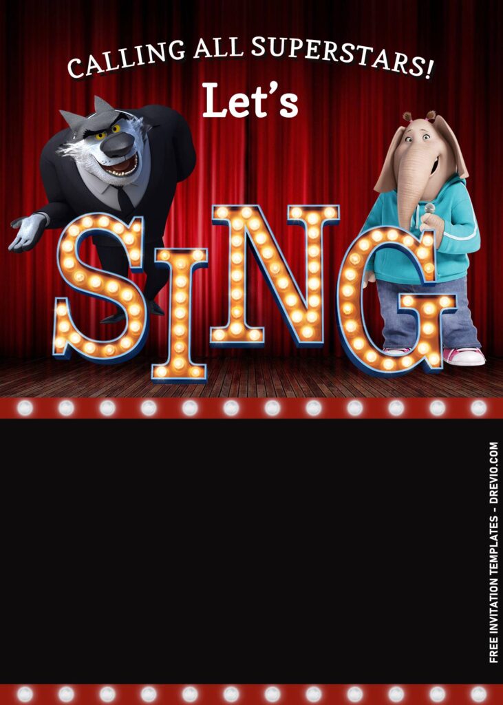 9+ Cartoon Musical Sing 2 Movie Birthday Invitation Templates with Meena