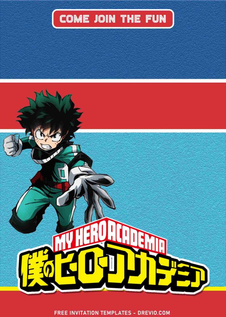 9 My Hero Academia Anime Themed Birthday Invitation Templates