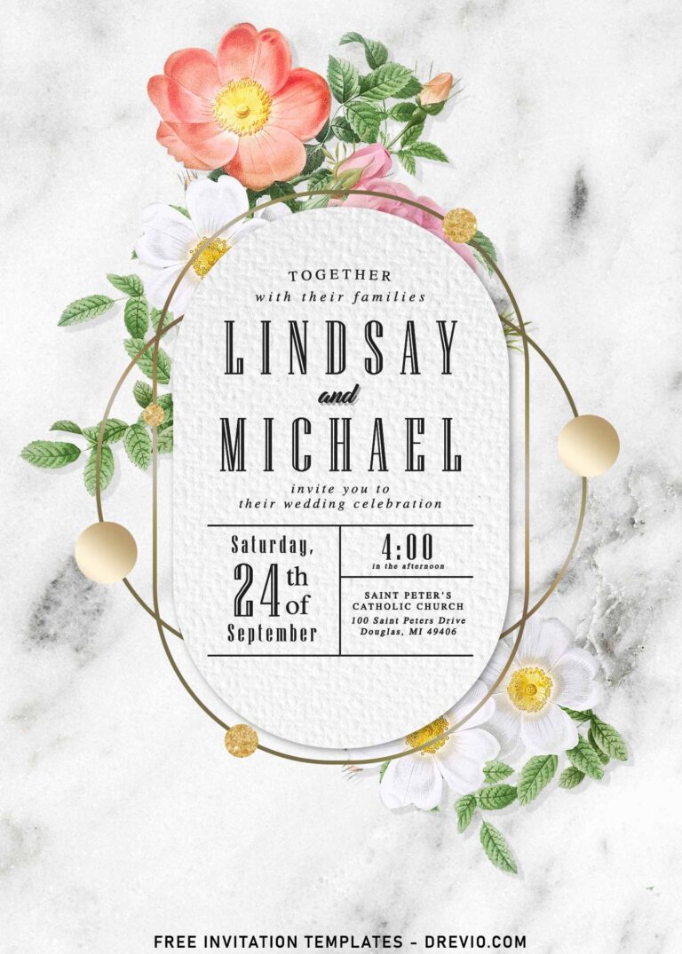 11+ Blossoming Floral And Marble Wedding Invitation Templates