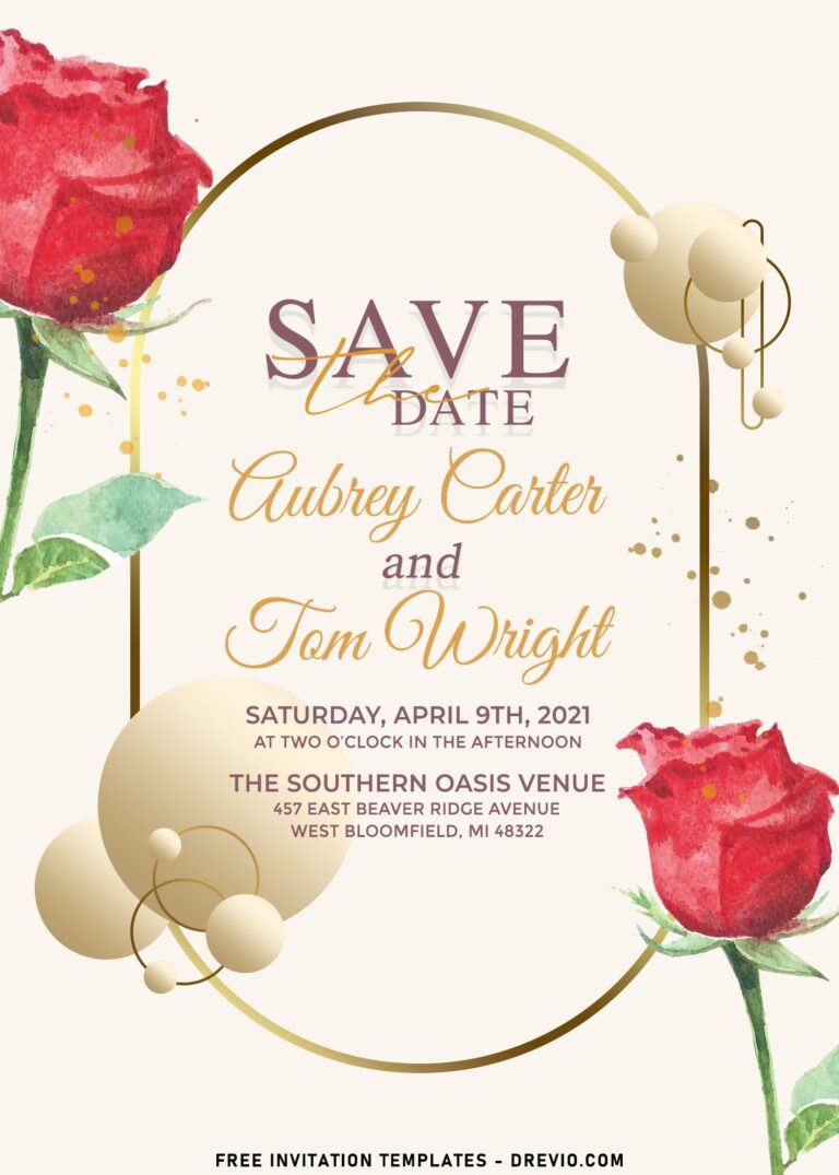 7+ Enchanting Gold And Watercolor Wedding Rosette Invitation Templates