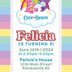 7+ Cute Pastel Rainbow Care Bears Girl Birthday Invitation Templates