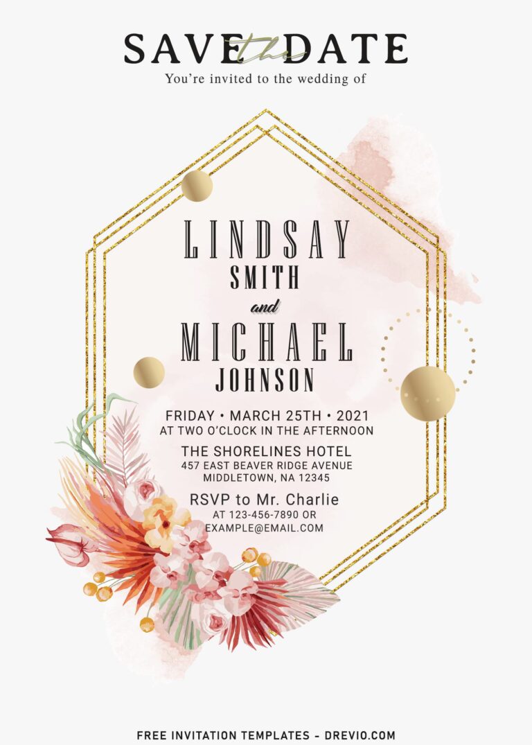 7+ Earthy Party Invitation Templates With Greenery Pampas Grass