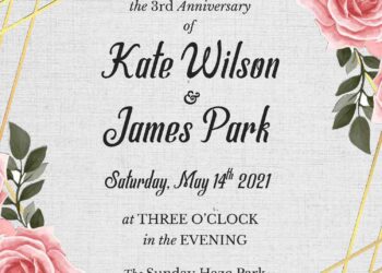 7 Geometric Floral Wedding Invitation Templates