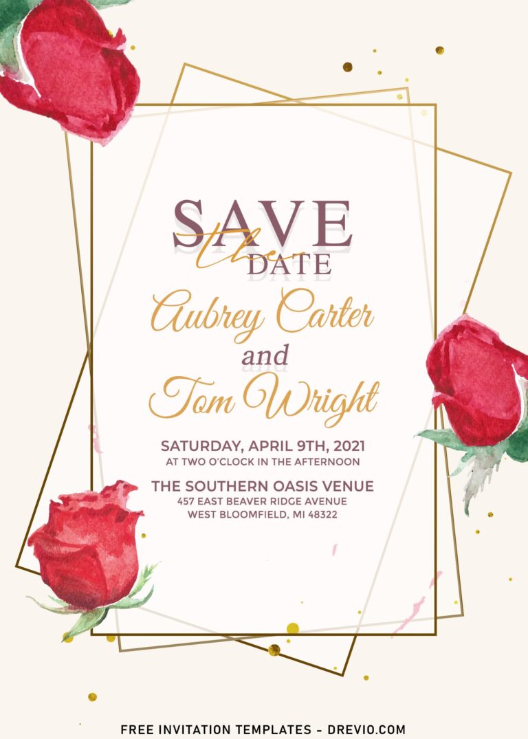 7+ Passionate Watercolor Rose Wedding Invitation Templates
