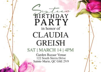 7+ Vintage Tulips Birthday Invitation Templates With Stylish Geometric Frame