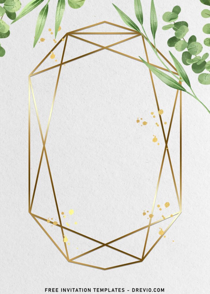 8 Geometric Greenery Silver Eucalyptus Invitation Templates