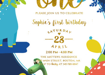 8+ Good Dinosaur With Friends Birthday Invitation Templates Title