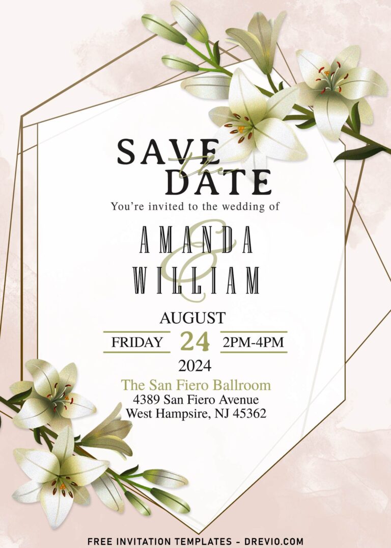 9+ Passionate Chic Lily Floral Save The Date Invitation Templates