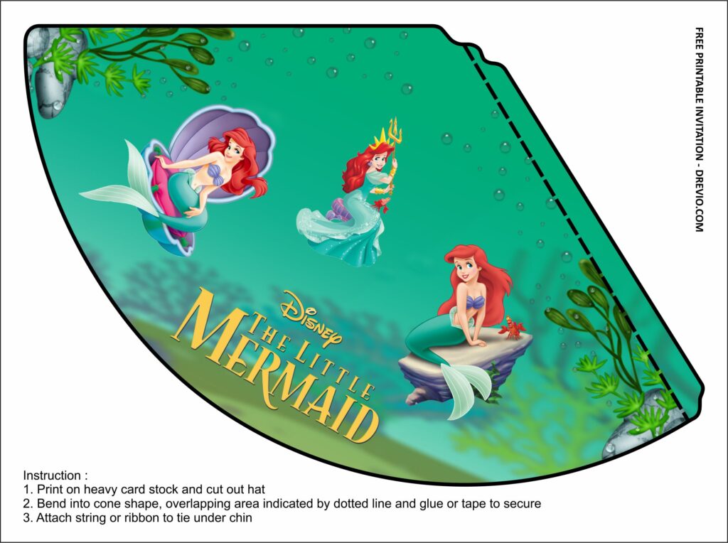 Ariel Little Mermaid Hat Templates