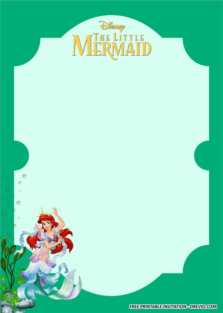 Ariel Little Mermaid Invitation Templates 1