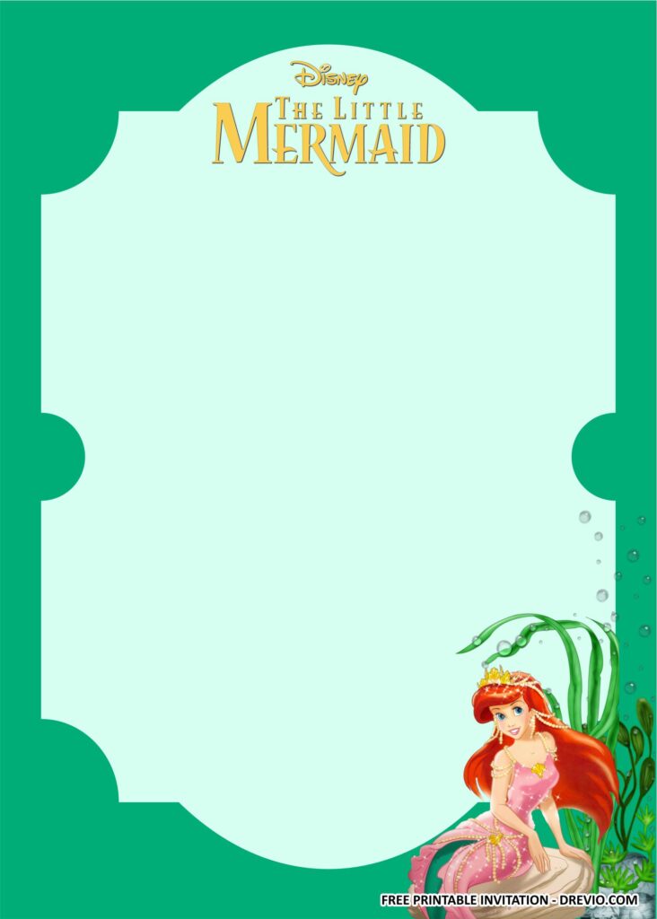 Ariel Little Mermaid Invitation Templates 2
