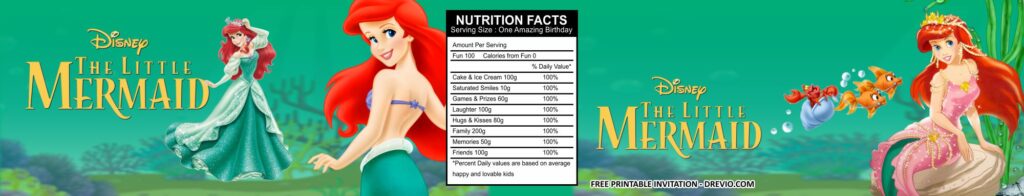 Ariel Little Mermaid Water Bottle Labels Templates 1