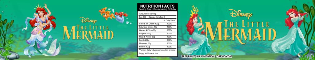 Ariel Little Mermaid Water Bottle Labels Templates 2