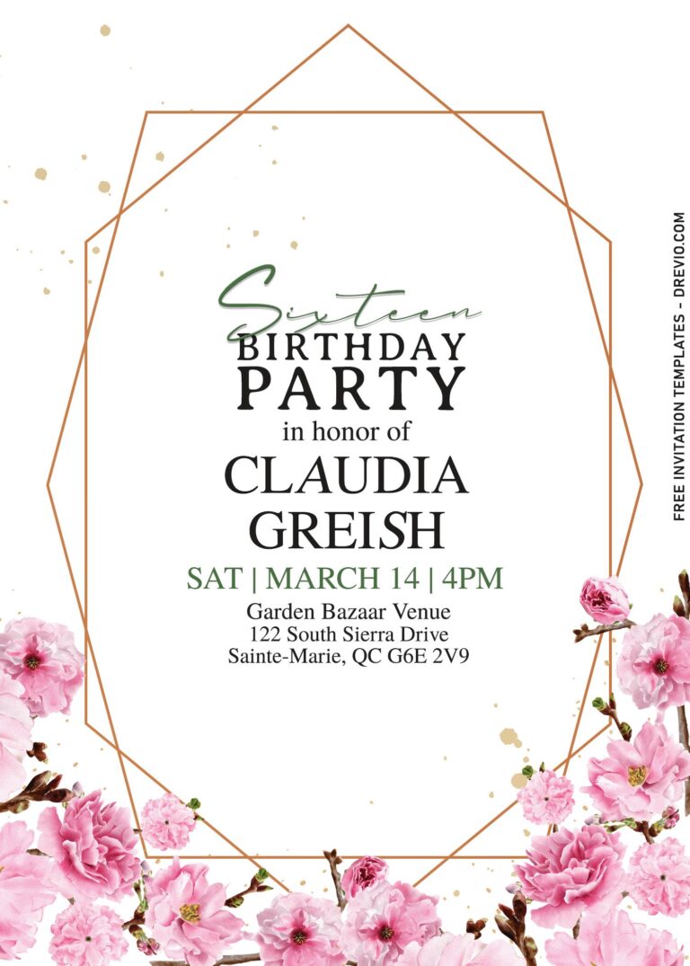 9+ Artisan Botanical Cherry Blossom Birthday Invitation Templates