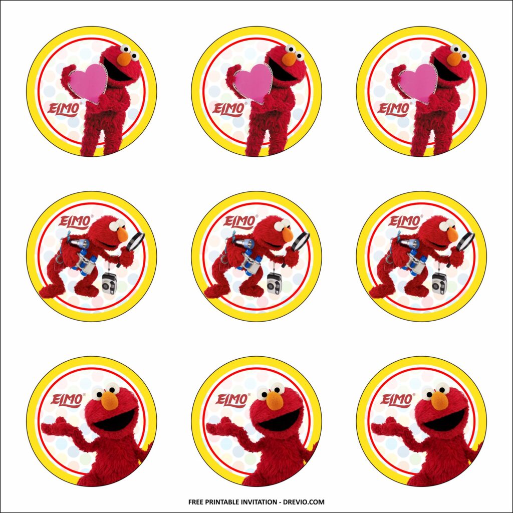 Elmo Cupcake Toppers Templates