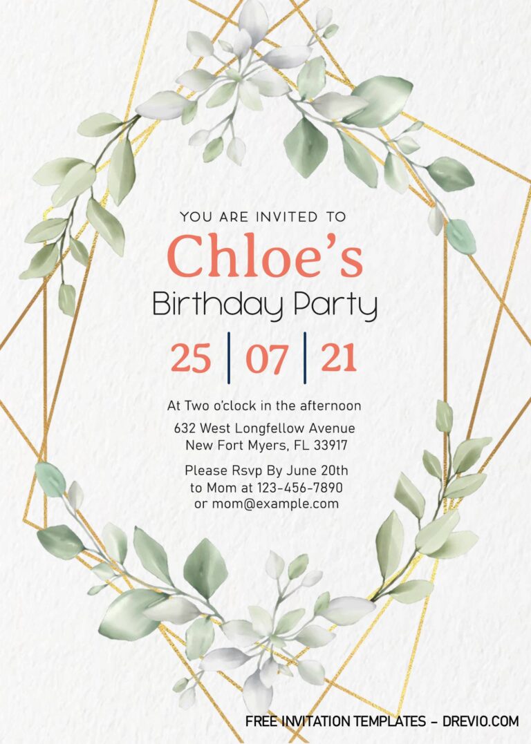 8+ Beloved Greenery Geometric Invitation Templates Great For Summer