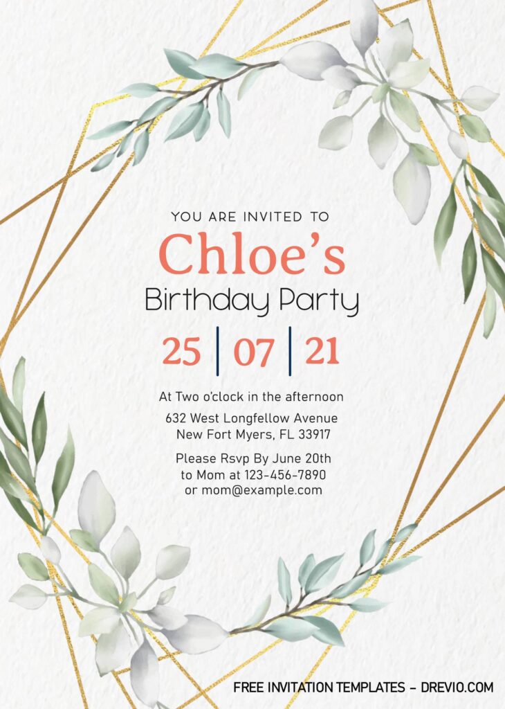 8+ Beloved Greenery Geometric Invitation Templates Great For Summer