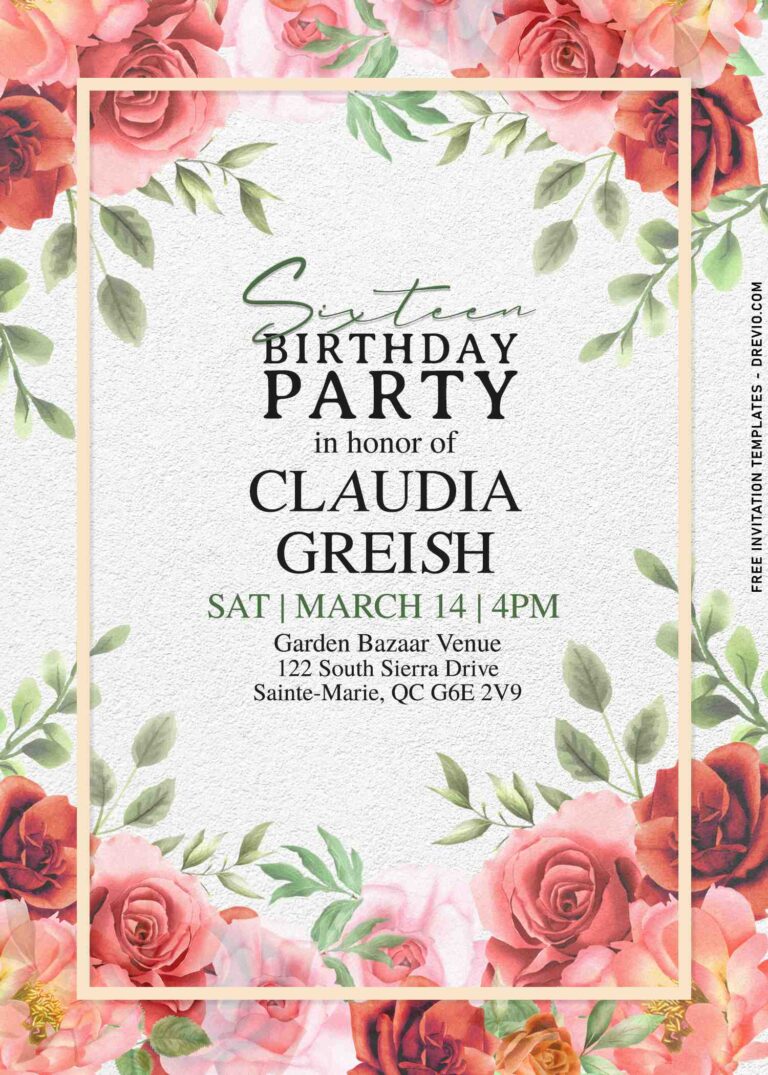 10+ Vintage Wild Rose Floral Birthday Invitation Templates