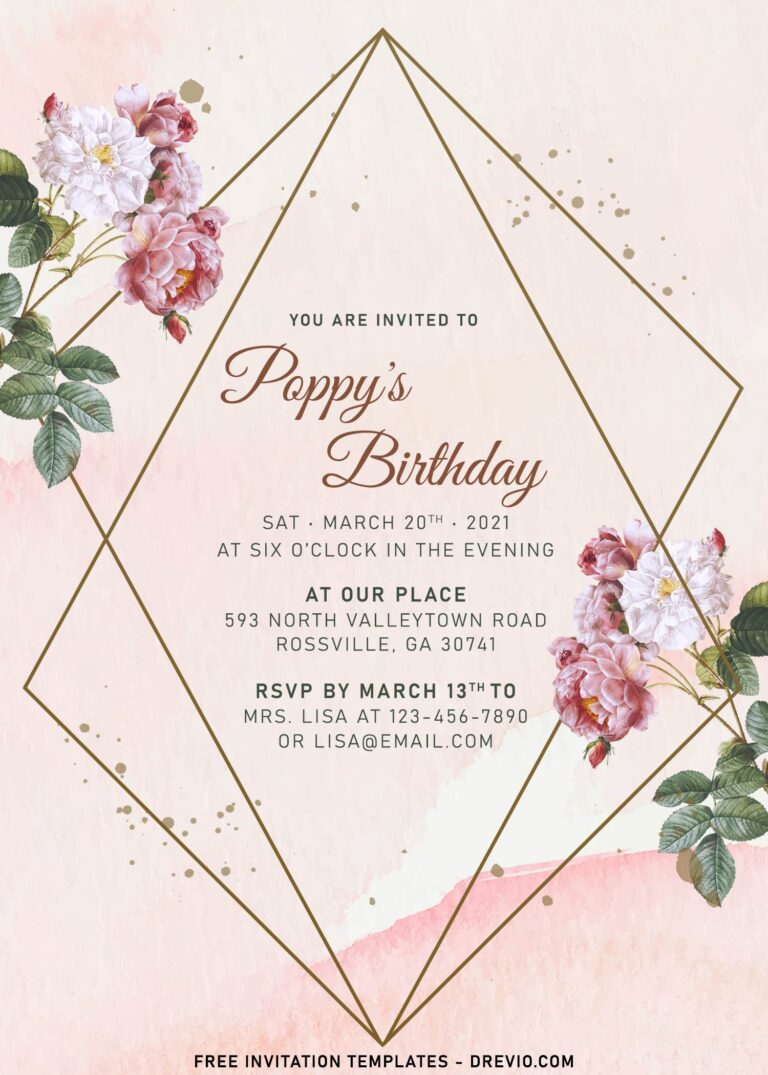 8+ Watercolor Blush Foil Birthday Invitation Templates
