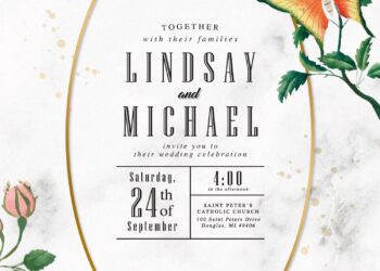 10+ Luxury Marble Daffodil And Dahlia Birthday Invitation Templates