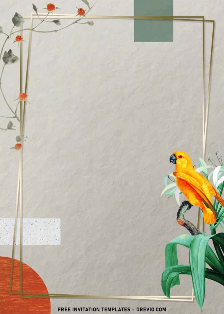 7 Aesthetic Summer Tropical Macaw Bird And Floral Invitation Templates