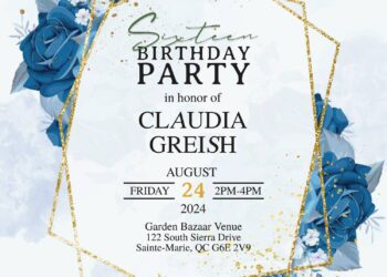 7+ Dusty Ocean Blue Rose And Ranunculus Birthday Invitation Templates