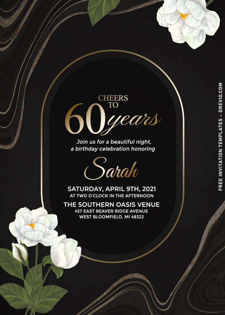 7+ Enchanted Marble And White Tulip 60th Birthday Invitation Templates