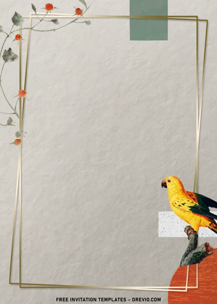 7 Fun Summer Tropical Macaw Bird And Floral Invitation Templates