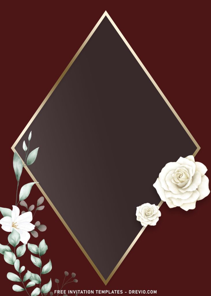 7+ Elegant and Timeless Rose Wedding Invitation Templates with burgundy red background