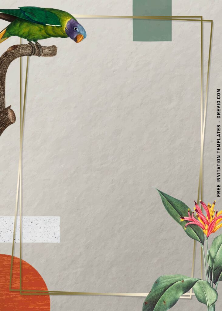 7 Modest Summer Tropical Macaw Bird And Floral Invitation Templates