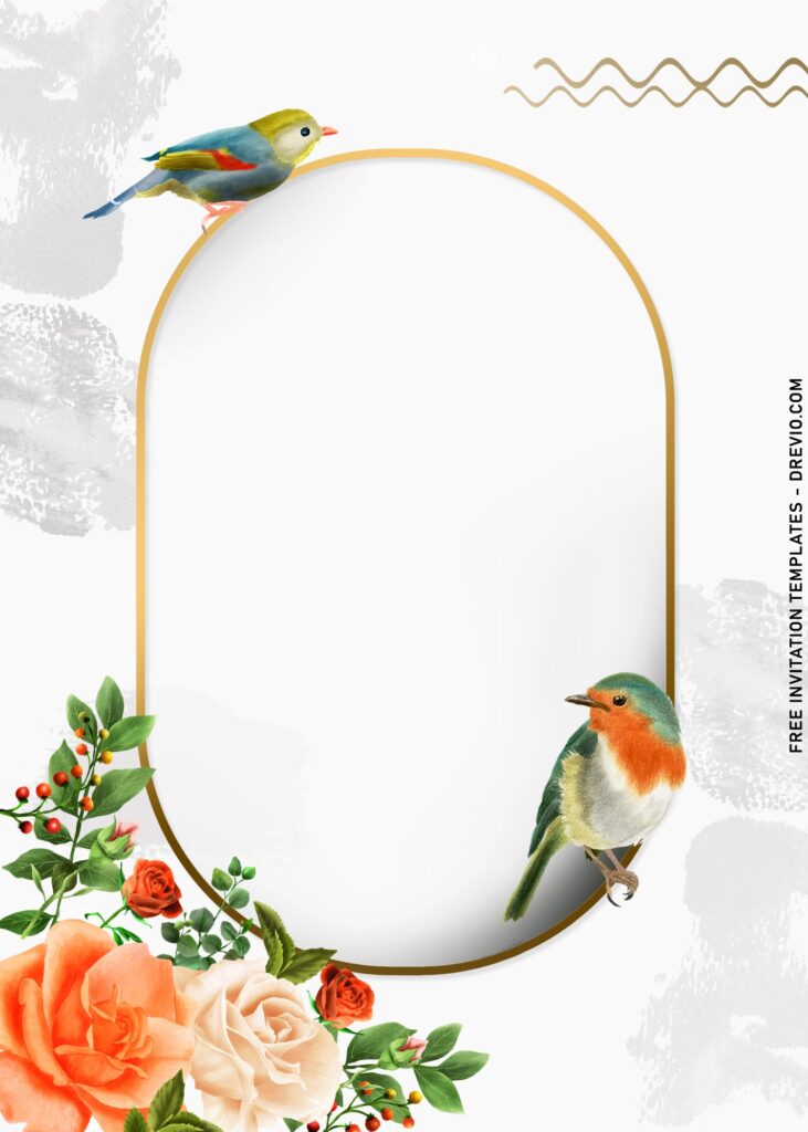 7+ Blissful Autumn Wedding Invitation Templates with cute love birds